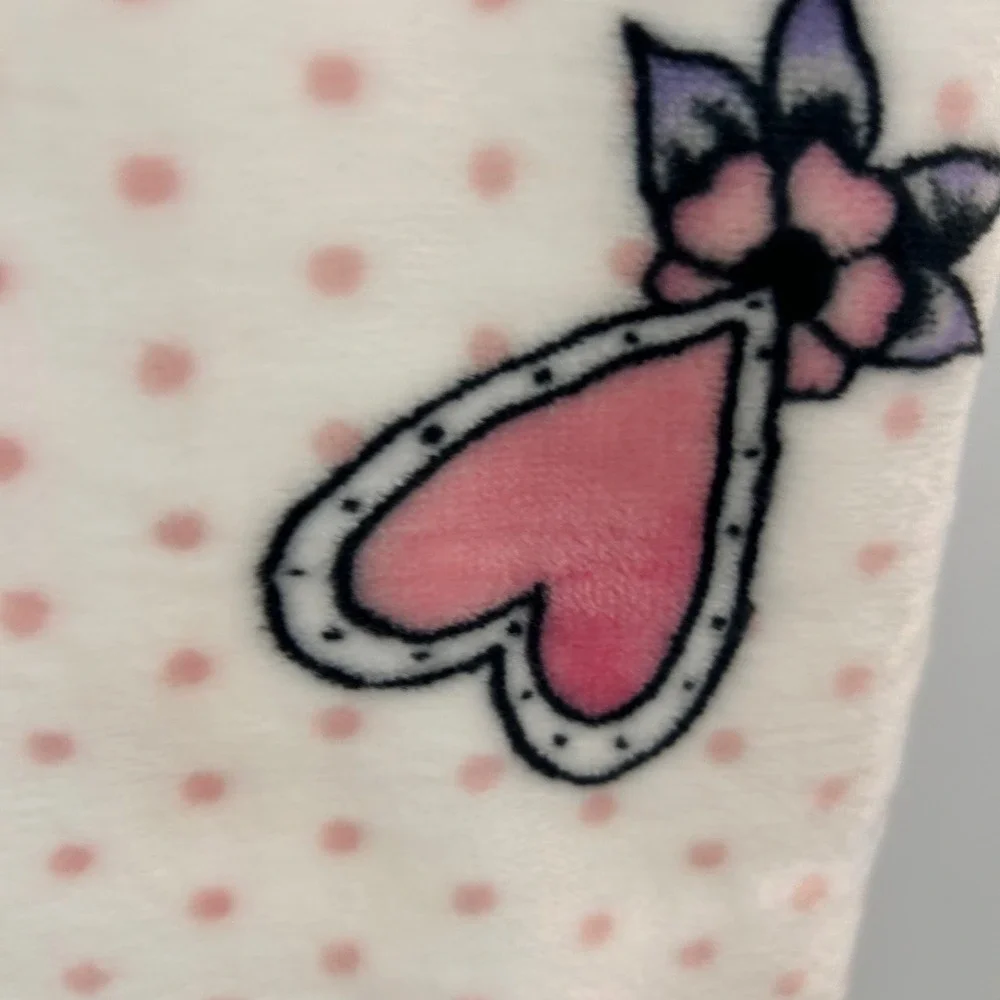 Ed Hardy Printed Plush Oversized Throw Blanket Tattoo Skull Heart Pink 60x70 NEW